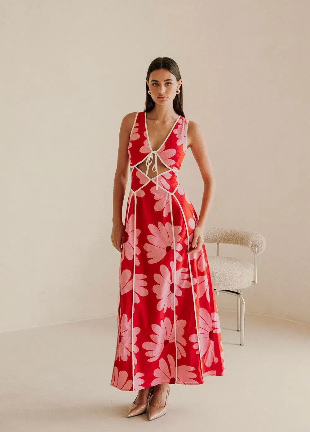 Sabo Calandra Maxi Dress in Daisy Red Size 14 photo 3