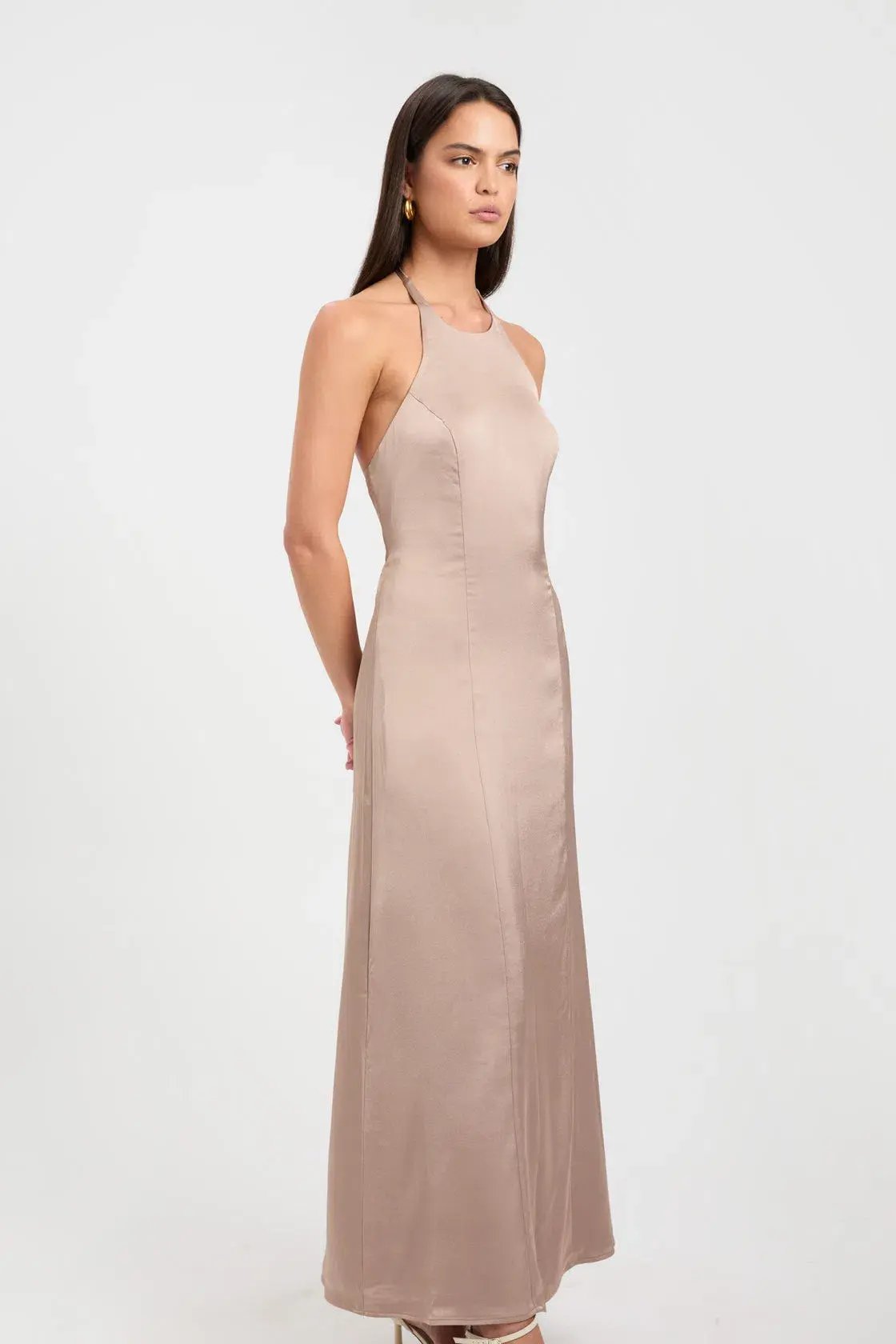 Kookai Belle Tie Back Midi Dress Bronze Size 10 photo 2