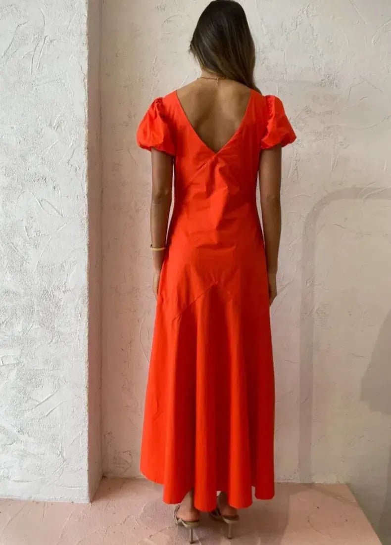 Sir the Label Anja Panelled Midi Dress Mandarin Red Size 10 photo 4