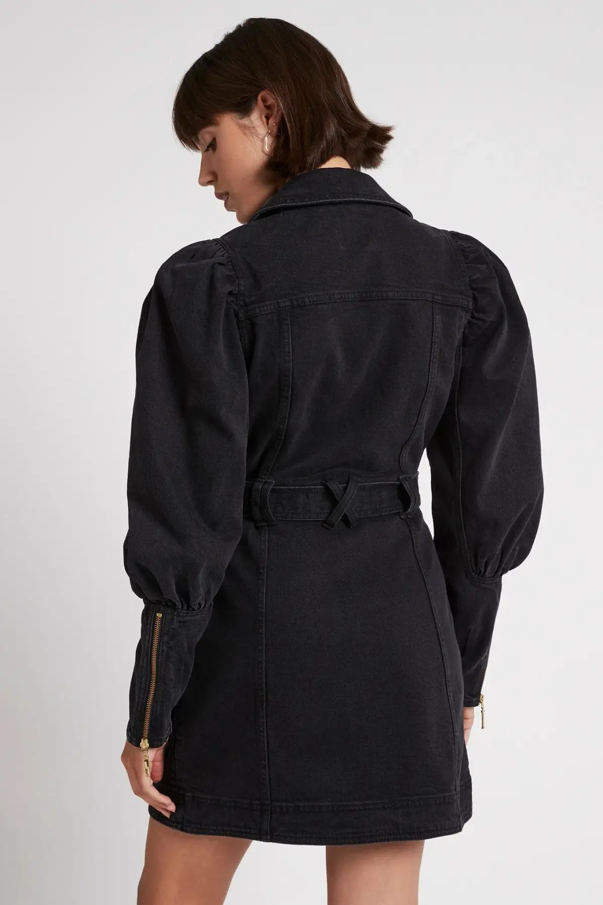 Aje Dione Denim Long Sleeve Dress Black Size 12 photo 2