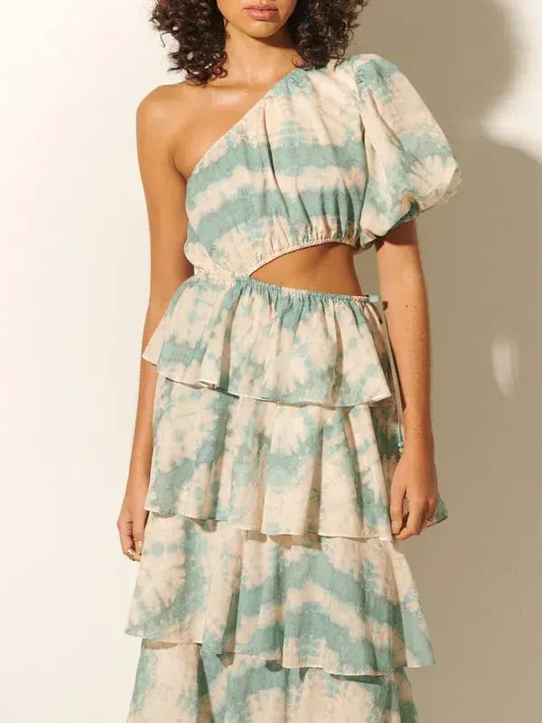 Kivari Mirage One Shoulder Maxi Dress Print Size 12 photo 3