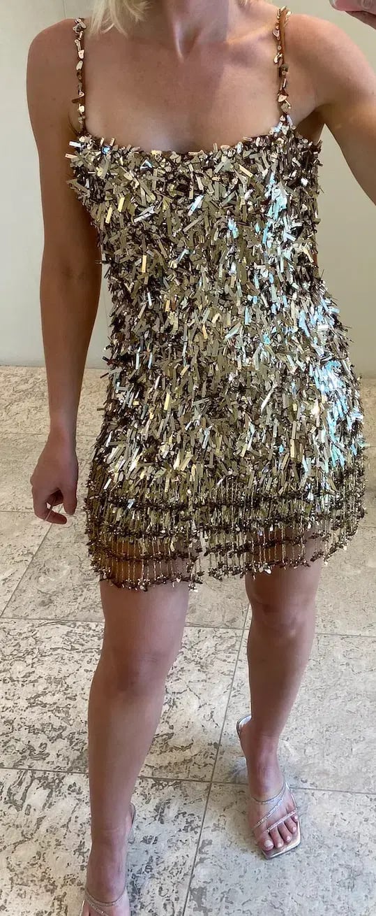 Rachel Gilbert Posie Mini Dress Gold Size 1/Au 8 photo 2