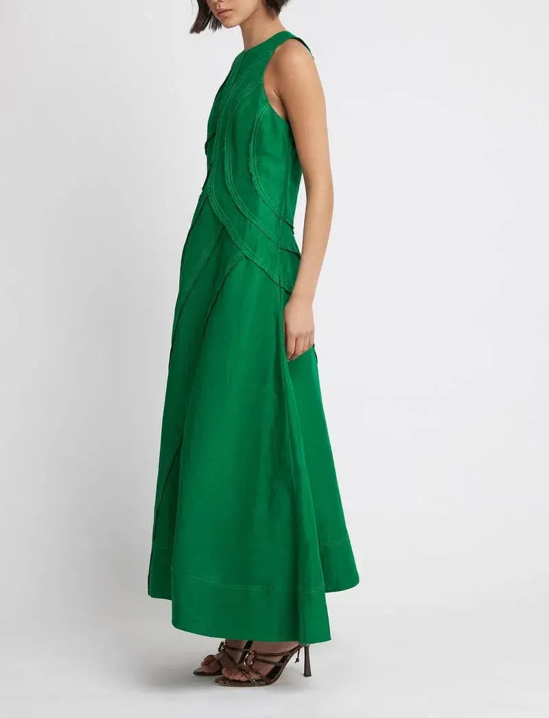Aje Faraway Midi Dress Emerald Green Size 8 photo 4