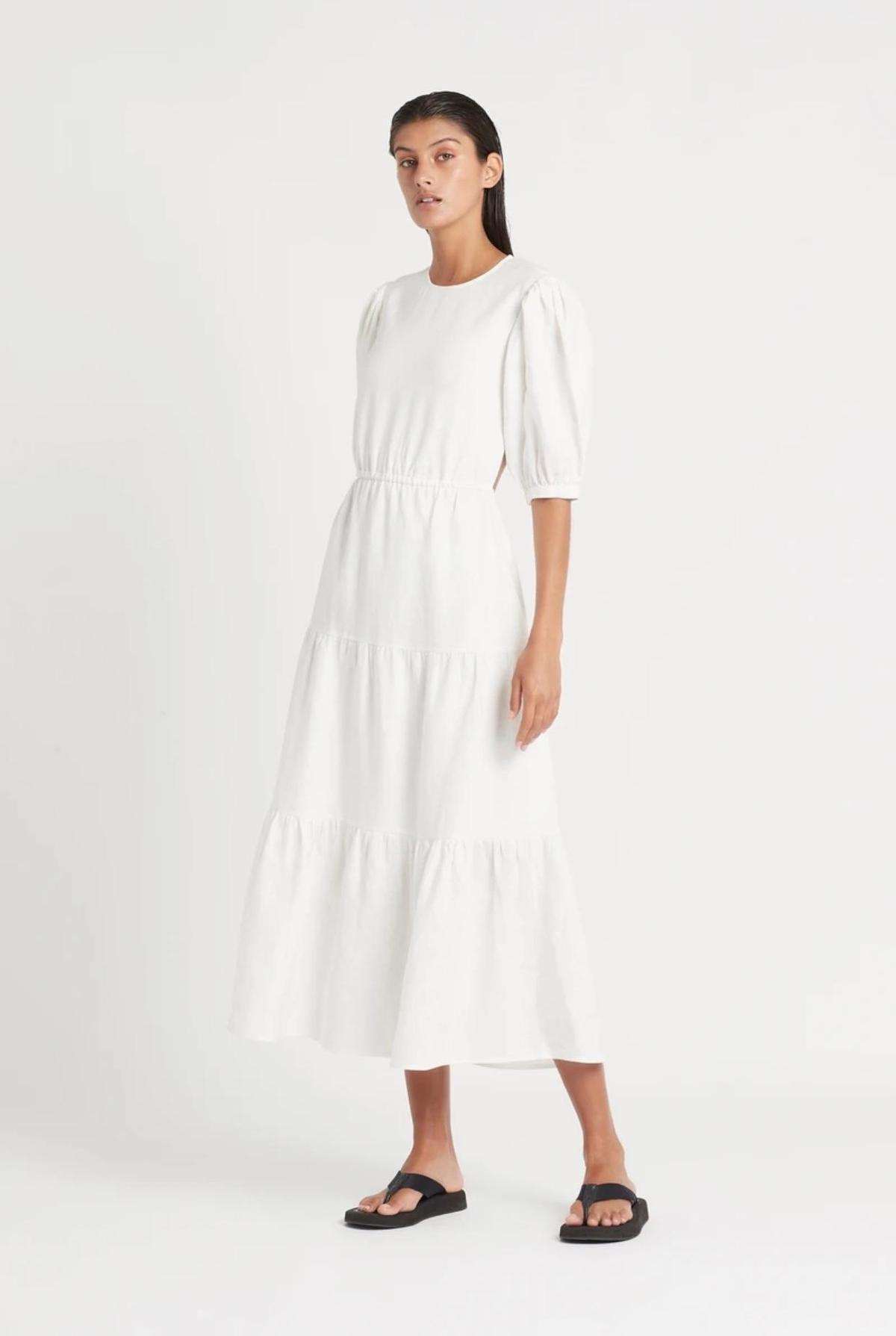 Sir The Label Lorena Tiered Midi Dress White Size AU 6 photo 2