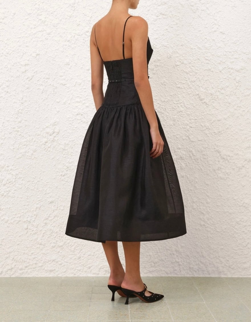 Zimmermann Rebellion Fitted Picnic Dress In Black photo 3