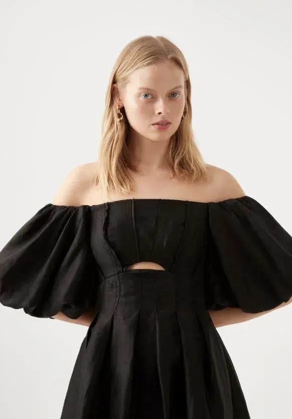 Aje Eugenie Off Shoulder Midi Dress Black Size 8 photo 2