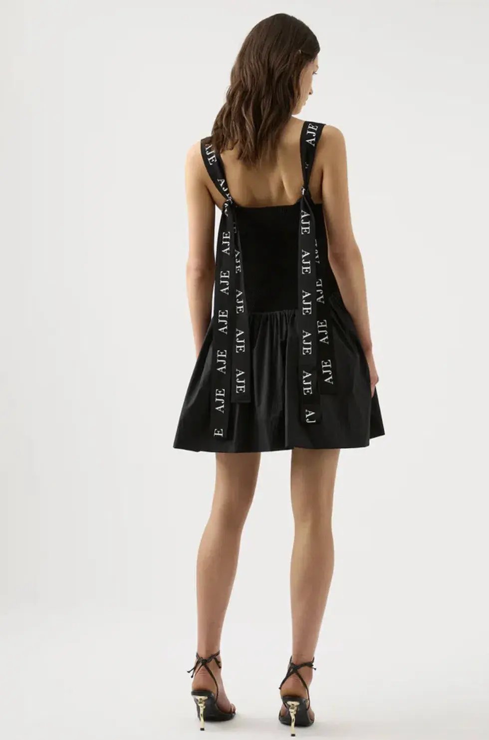 Aje Mira Logo Strap Tulip Mini Dress in Black - Size S photo 4