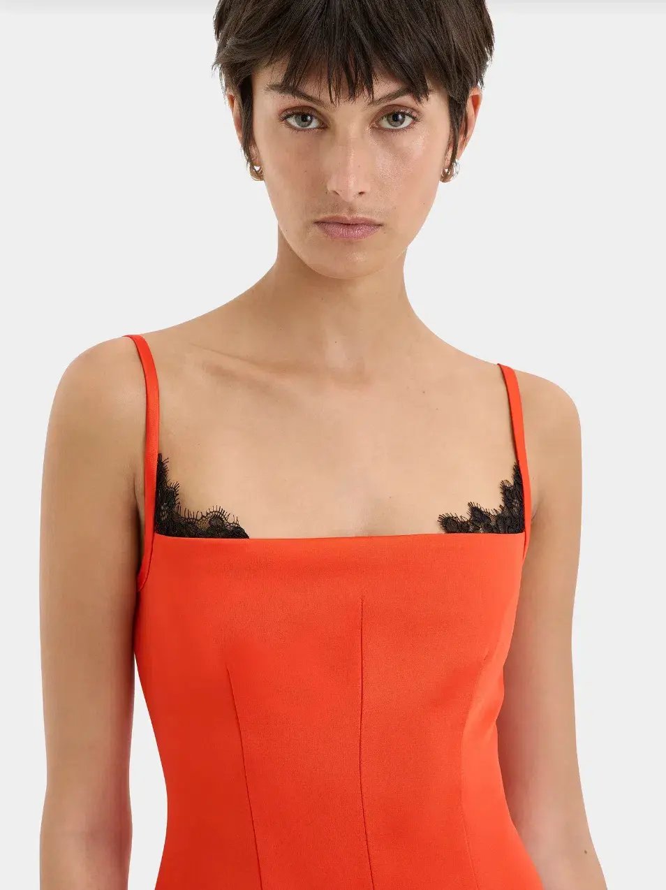 Poppy Contoured Mini Dress in Tangerine photo 8