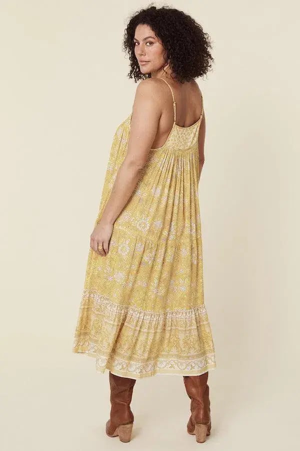 Spell Mossy Strappy Midi Dress Yellow Size XS / AU 6 photo 3