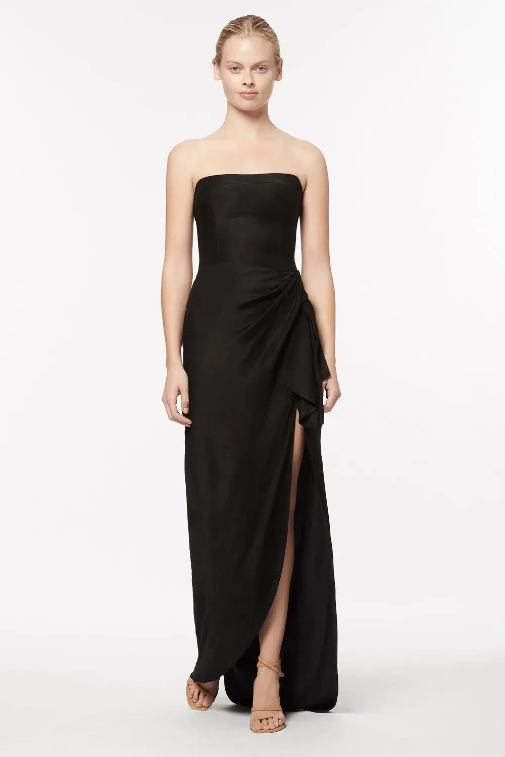 Manning Cartell Asymmetrical Games Strapless Gown Black Size 6 photo 2