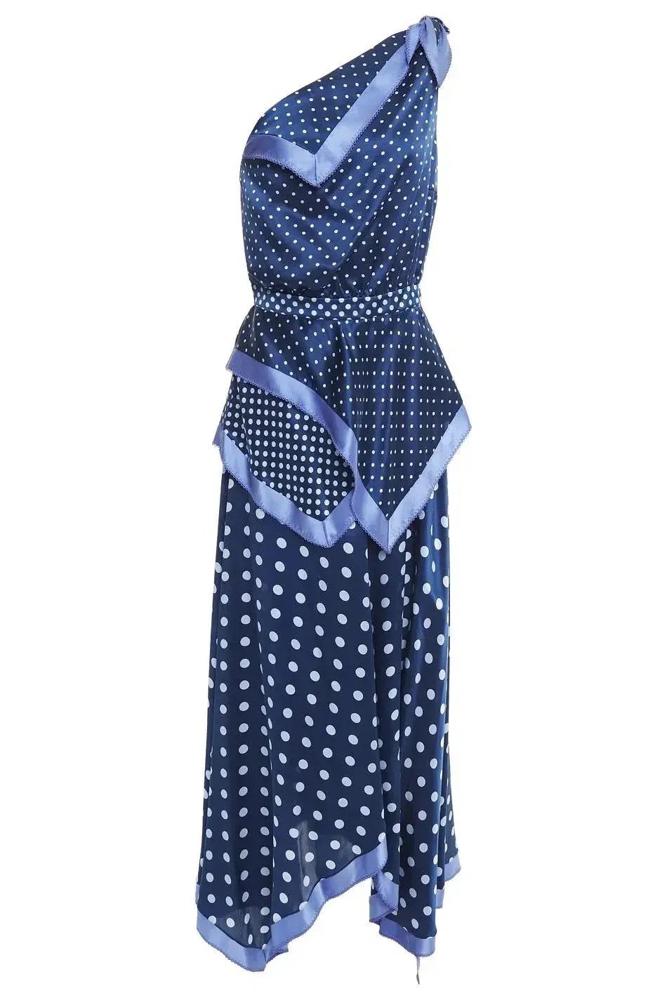 Altuzarra One Shoulder Polka Dot Silk Maxi Dress Blue Size 16/18 photo 3