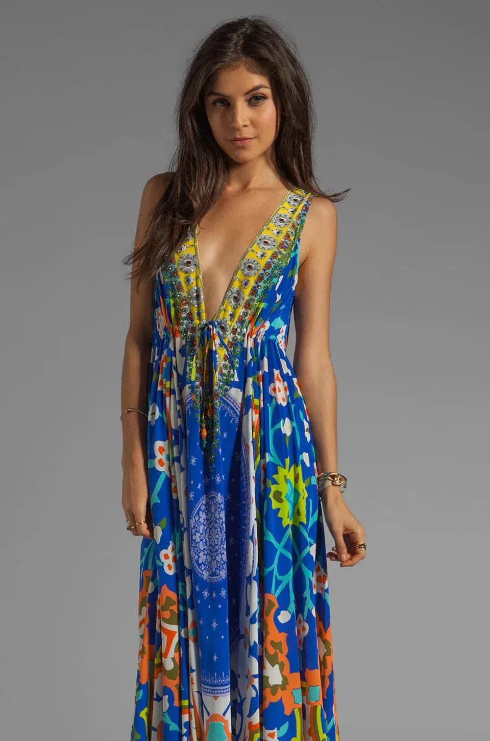 Camilla Road to Nowhere V Neck Drawstring Maxi in Formentera Size 16/XL photo 2