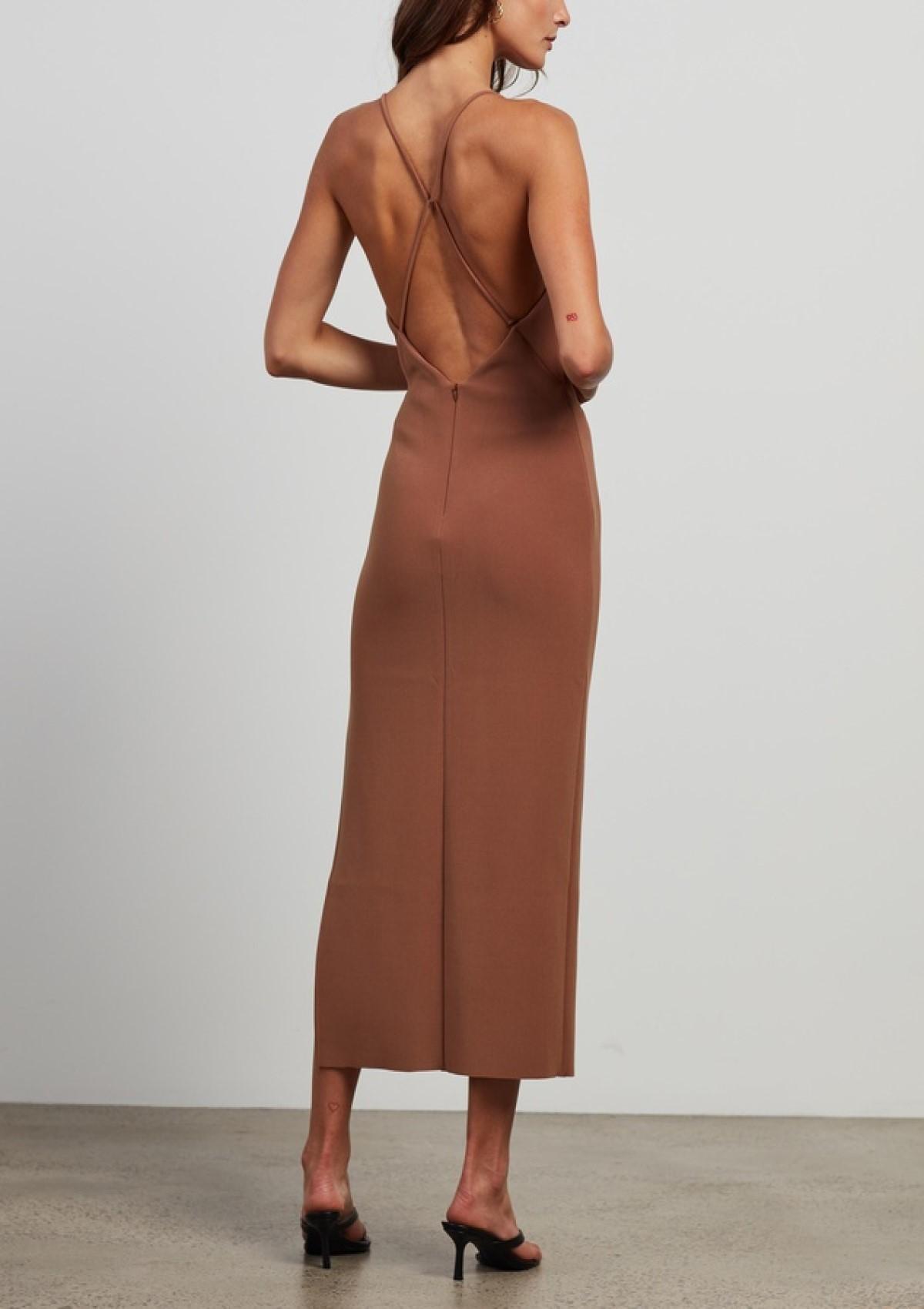 Bec & Bridge Maddison V Midi Dress Brown Size 6 photo 3