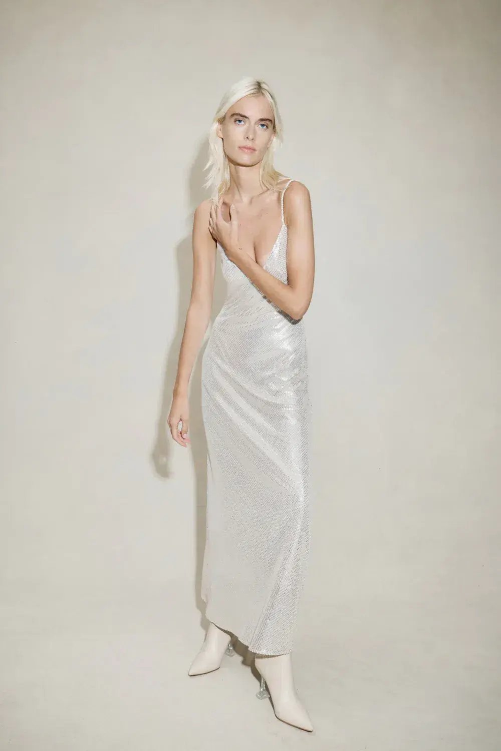 Manning Cartel High Voltage Slip Dress Nude Silver Size 6 photo 4