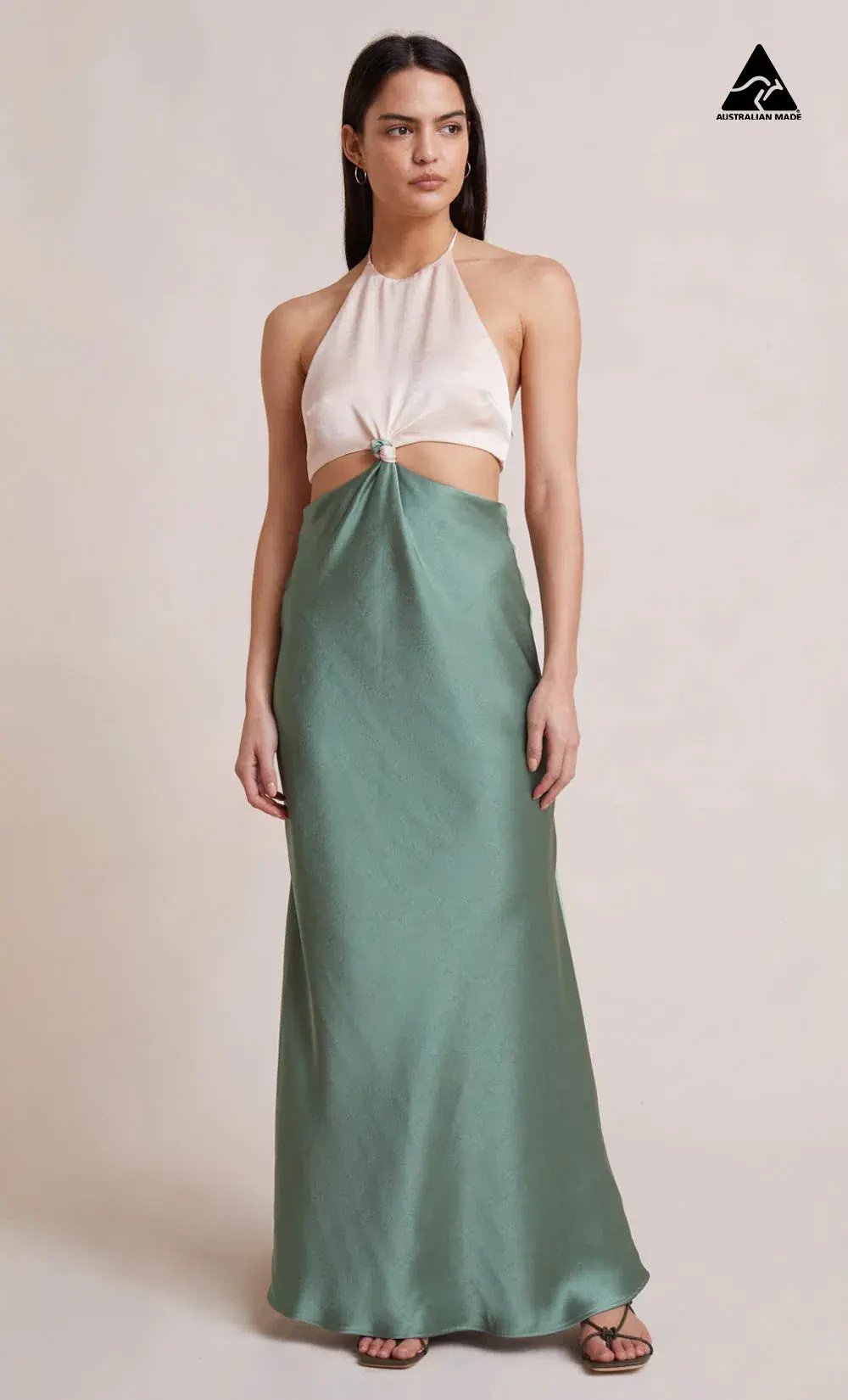Bec & Bridge Carrie Halter Maxi Dress Multi Green Size AU 8 photo 6