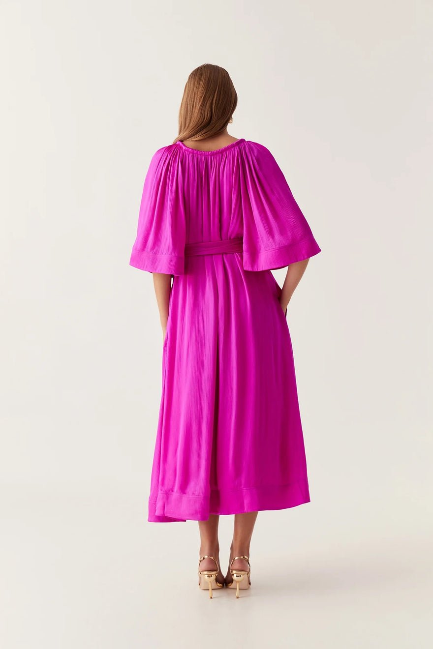Aje Seraphina Smock Midi Dress - Deep Magenta photo 2