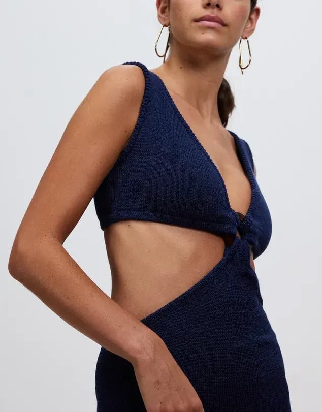 Cult Gaia Bank Cut Out Knit Maxi Dress in Ink Blue Size S / AU 8 photo 5