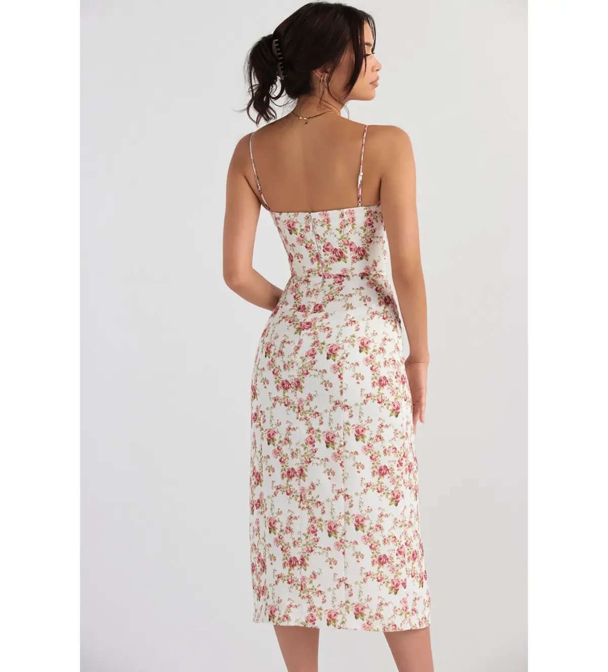 House Of Cb Charlotte Corset Midi Sundress  Rose Print Size M/AU 10 photo 3