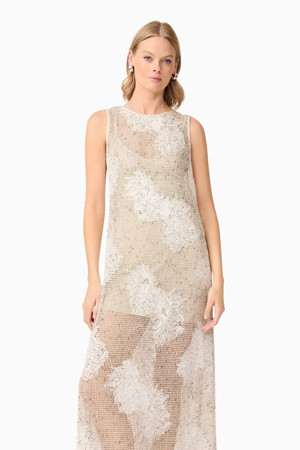 Curaae by Elliatt Samieka Crochet Midi Dress in Beige Size 10 photo 2