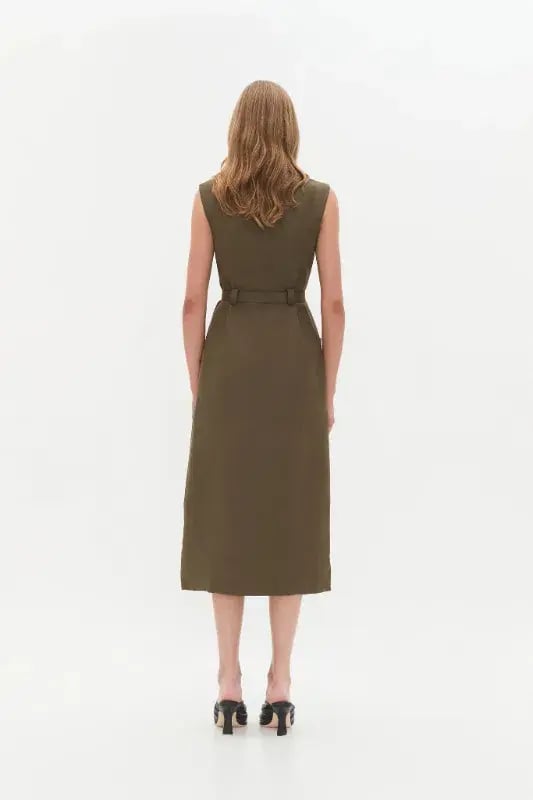 Aje  Blake Utility Midi Dress Khaki Size AU 14 photo 5