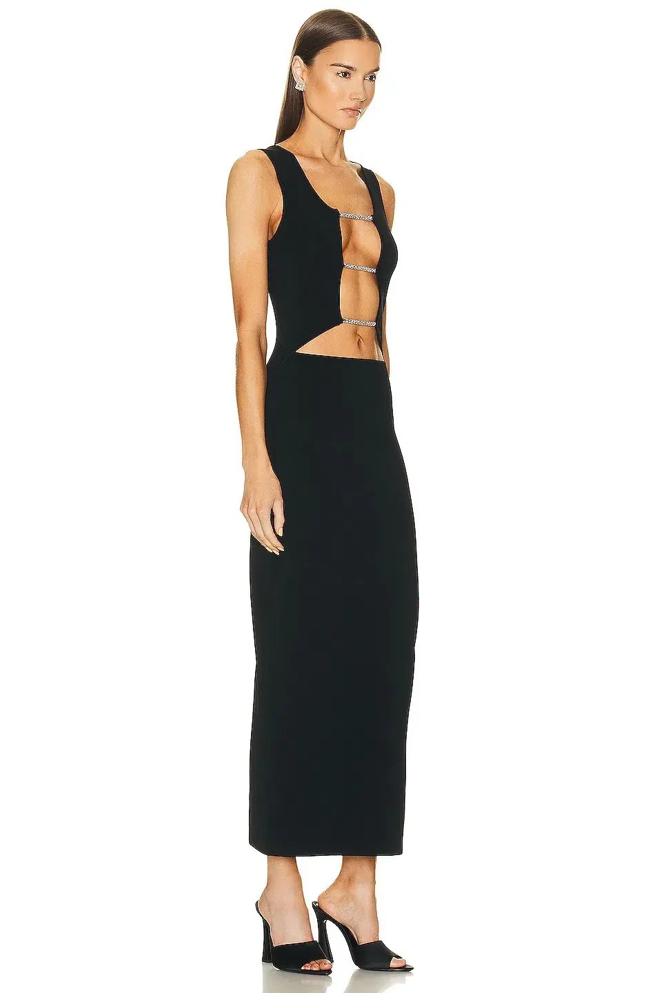 Christopher Esber Crystal Lattice Column Midi Dress Black Size 6 photo 2