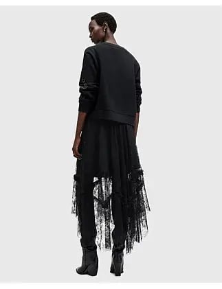Allsaints Josie Lace Skirt Black Size 10 photo 3