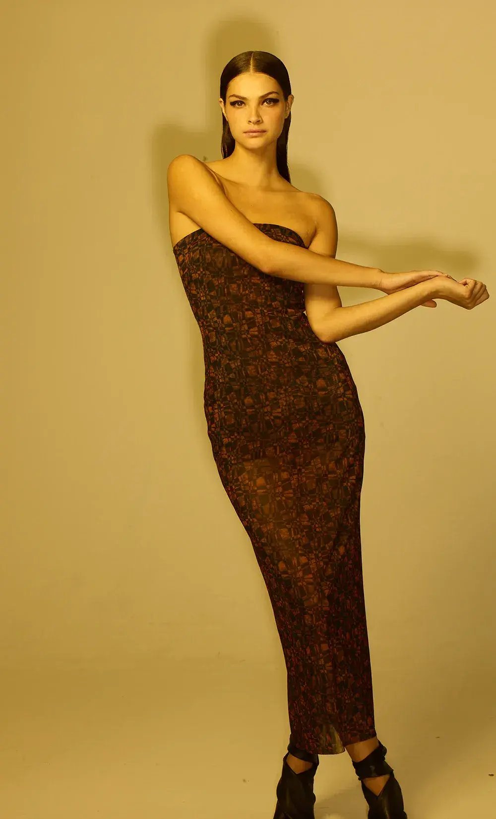 Bec & Bridge Checkmate Strapless Maxi Dress Print Size 12 photo 2