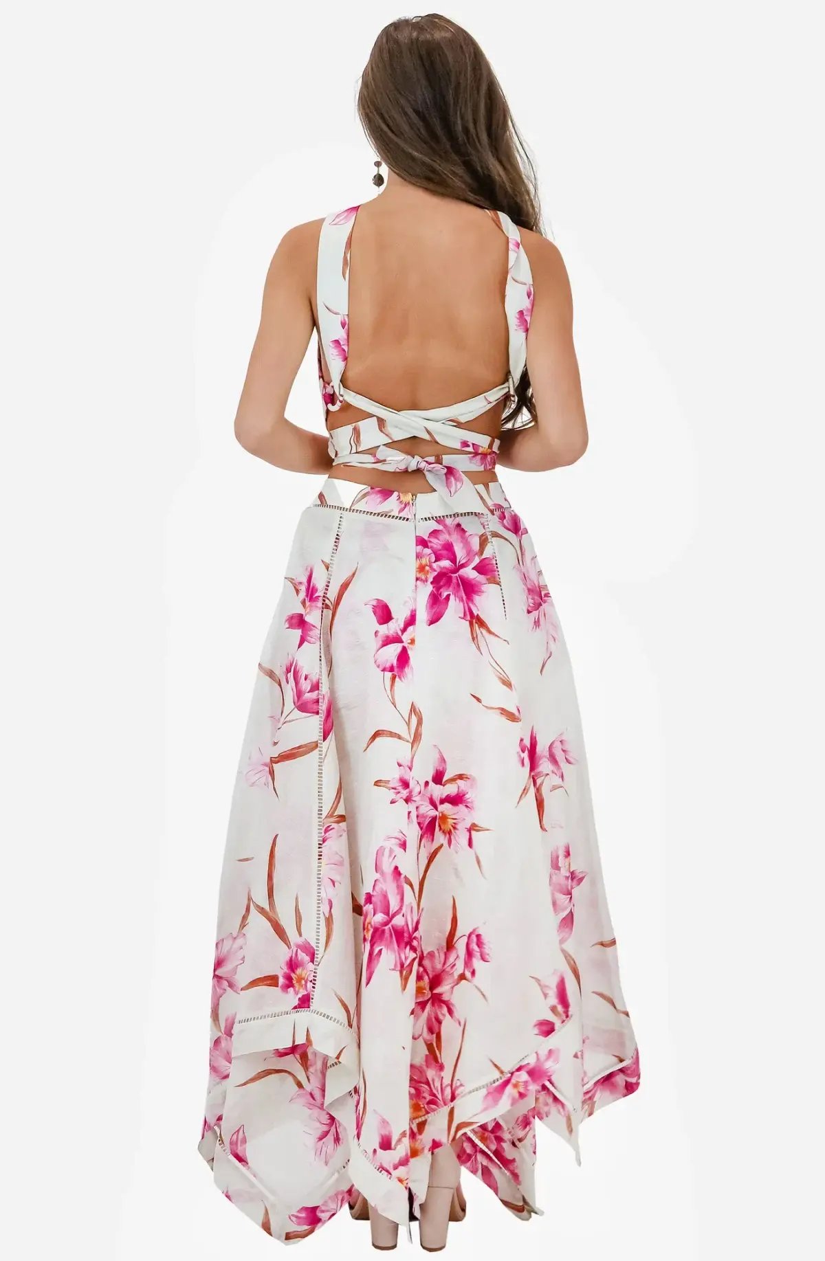 Zimmerman Corsage Halter Dress in Fuschia Orchid Print Size 0 photo 2