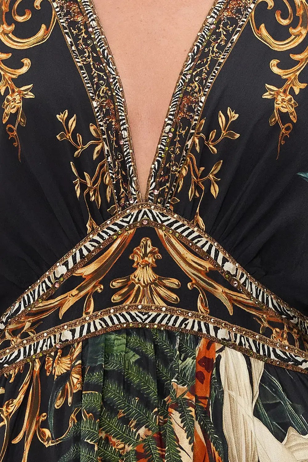 Camilla Easy Tiger New Season Full Length Waisted Dress With Hem Ruffle Black Size XS / AU 8 photo 3