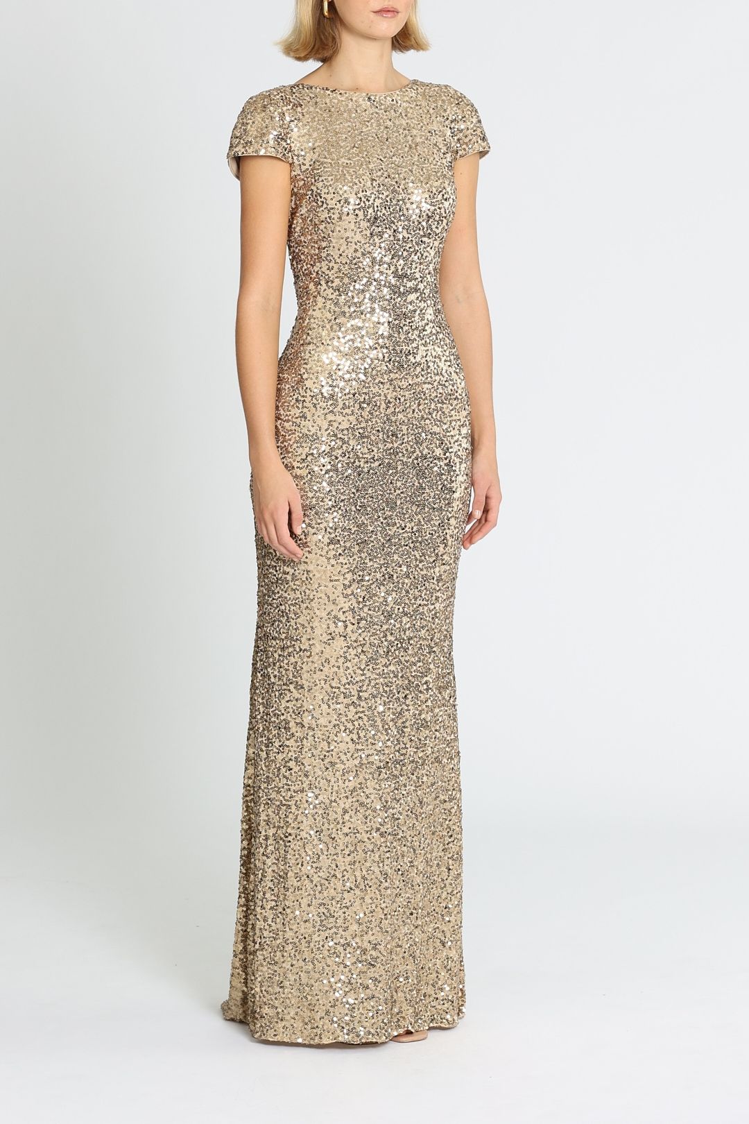 Sequin Cowl Back Gown - Gold photo 2