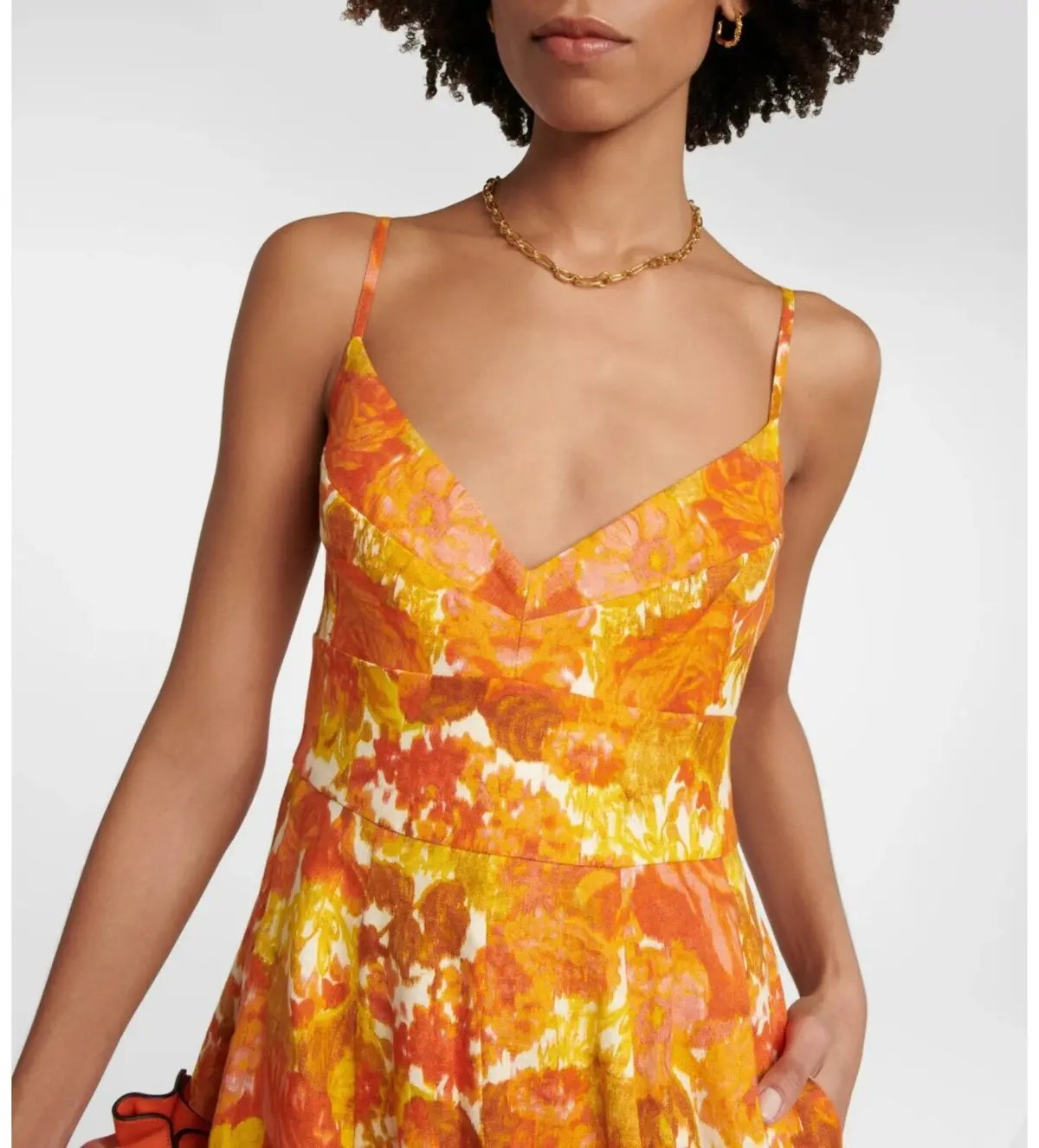 Zimmermann High Tide Picnic Linen Midi Dress Citrus Ikat Size 3 AU 14 photo 5