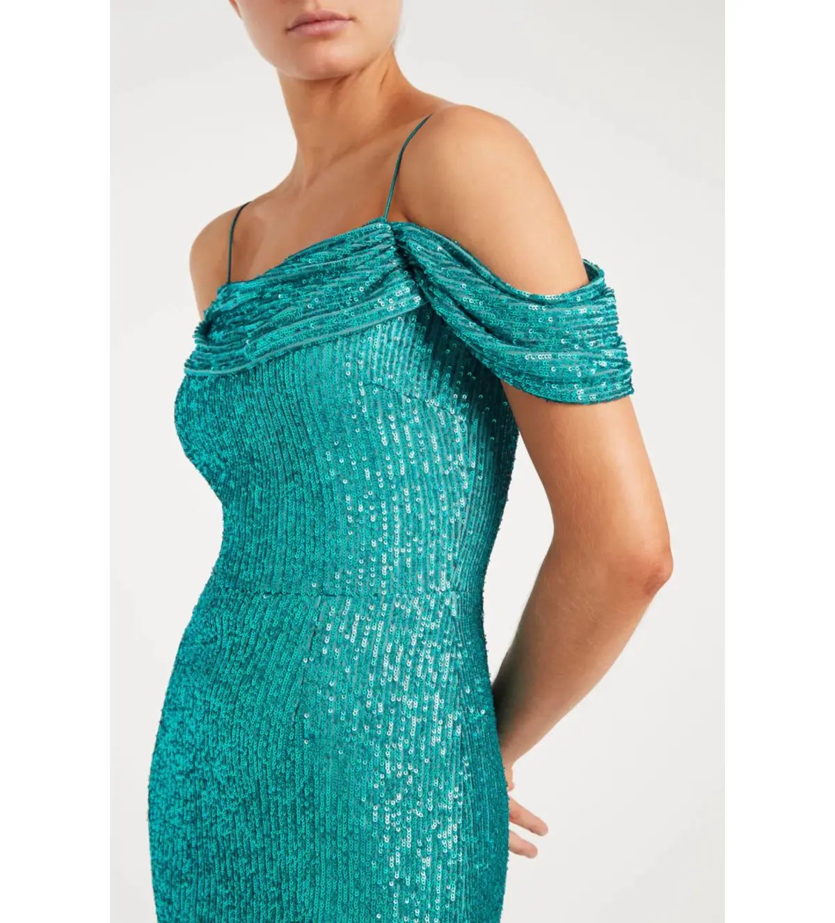 Rebecca Valance Missing Hours Sequence Gown in Green Size 6 photo 4