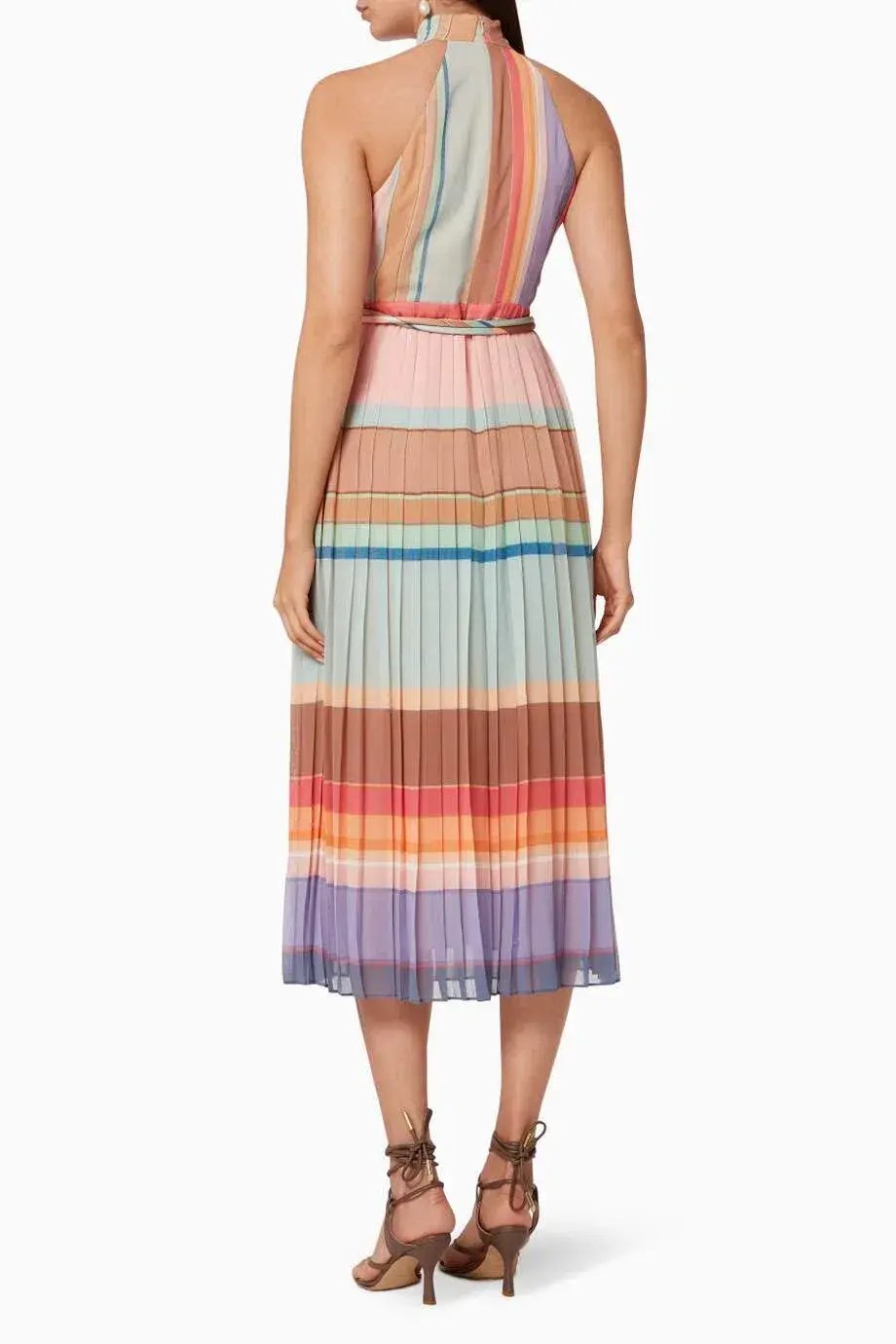 Zimmermann Pleated Picnic Dress Rainbow Stripe Size 1 / Au 10 photo 3