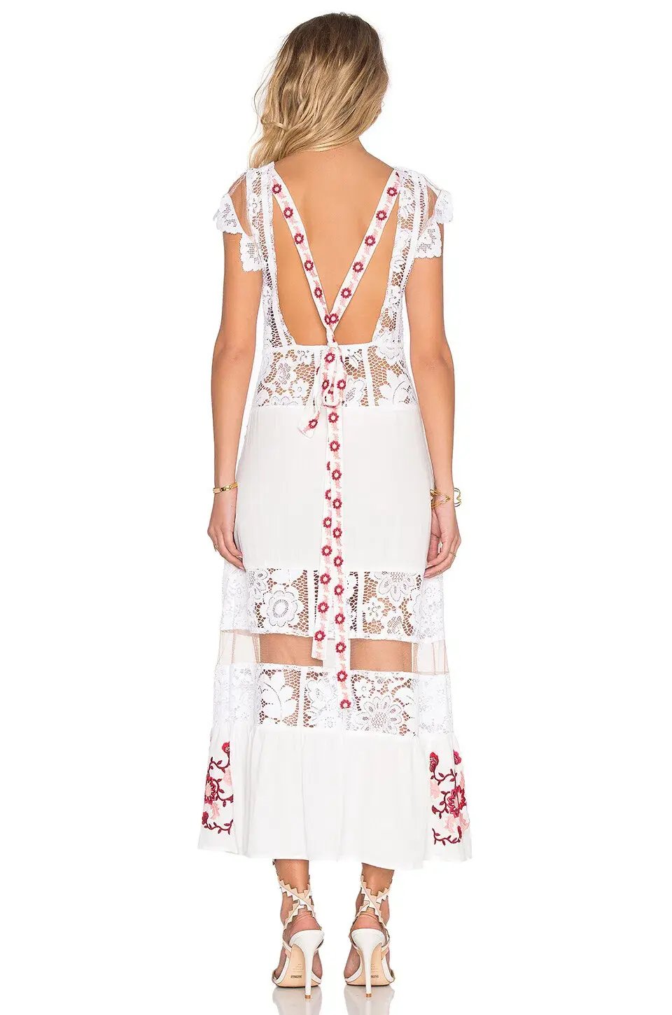 For Love and Lemons Cecelia Maxi Dress White Size 6 photo 3