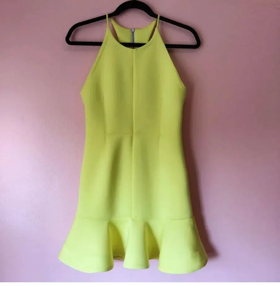 Shakuhachi Neon Yellow Neoprene Mini Dress Size  6 photo 2