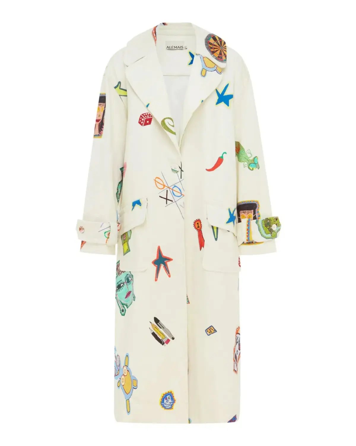 Alemais Checkers Coat Cream Print Size AU 16 photo 6