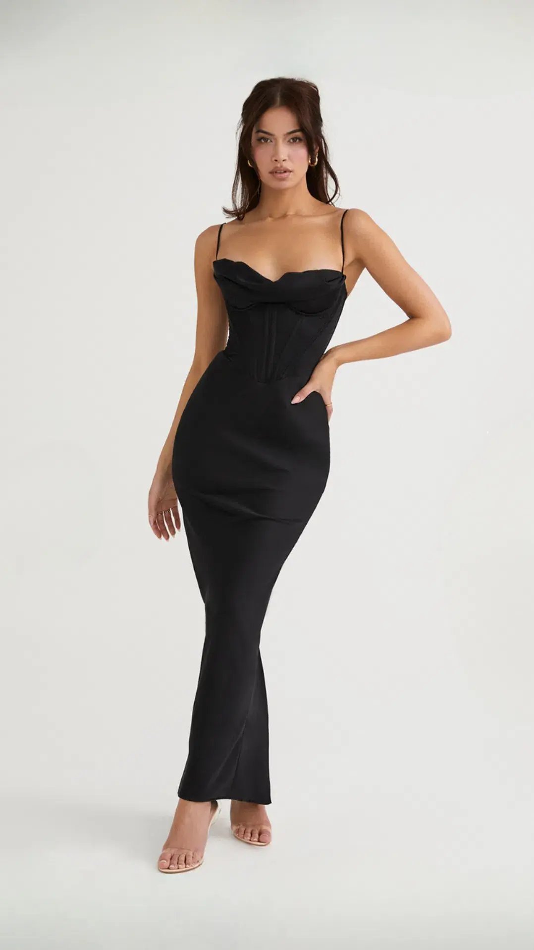 House of CB Charmaine Corset Maxi Dress Shortened Black Size L / AU 12 (Plus Cups) photo 4