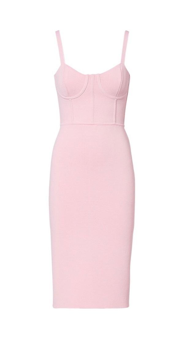 Scanlan Theodore Crepe Knit Bustier Dress Pink Size 8 photo 5