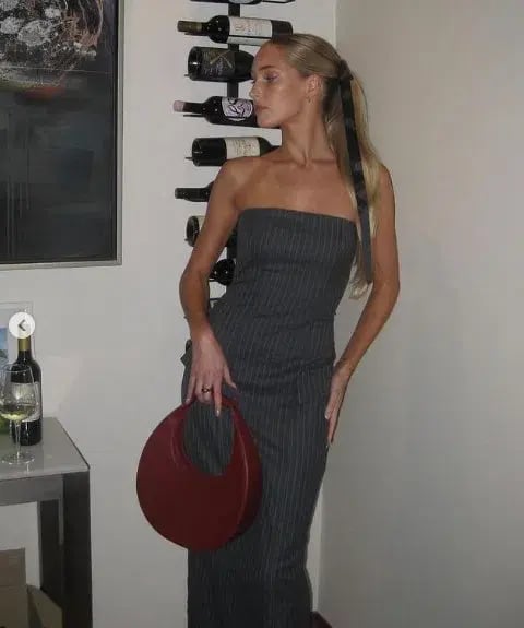 Bec & Bridge Pine Strapless Maxi Dress in Charcoal Pinstripe Size 8 photo 7