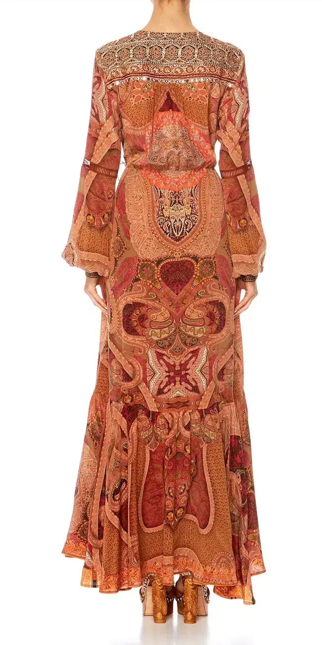 Camilla Quilted Yoke Wrap Dress Family Gathering Print Size 8 photo 3