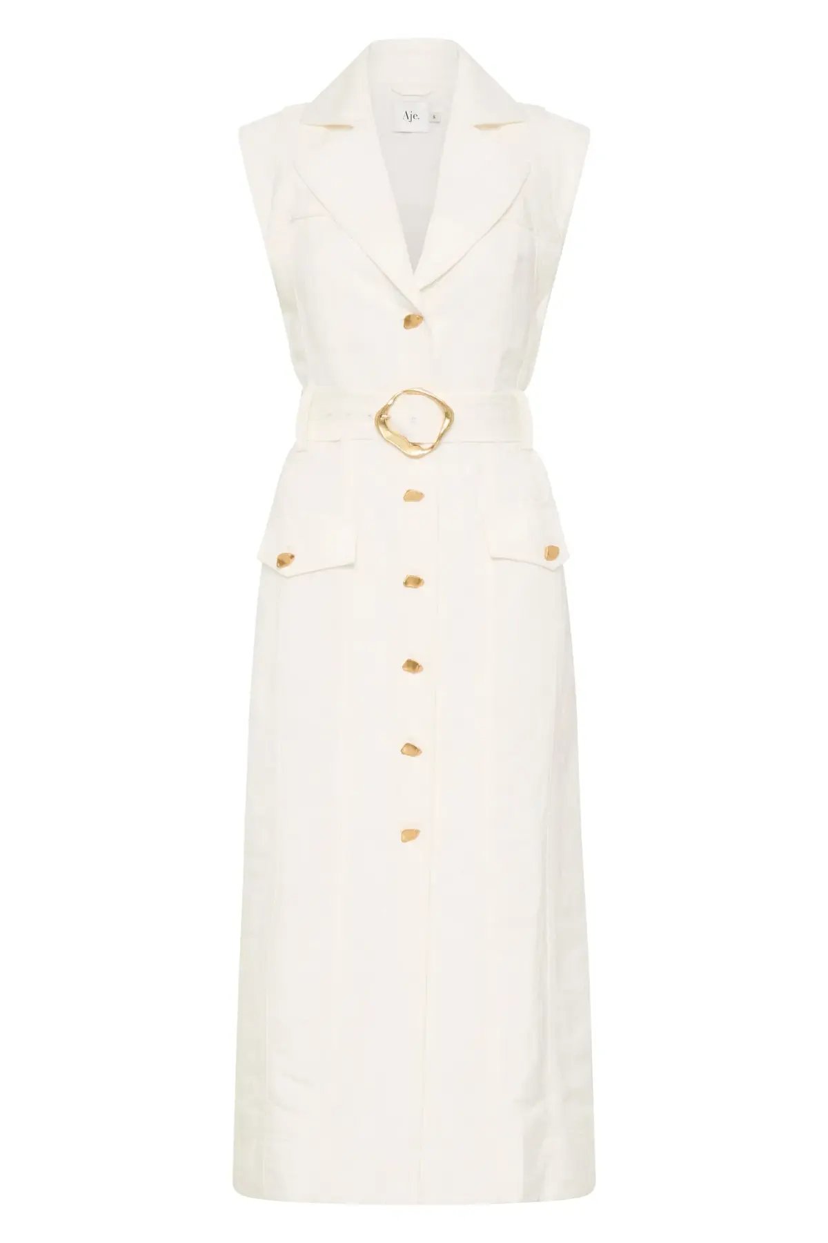 Aje Celine Utility Midi Dress Ivory Size 8 photo 3