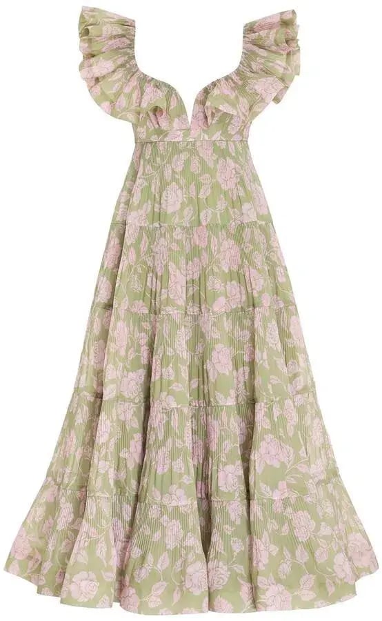 Zimmermann The Lovestruck Pleated Gown Floral Print Size 2 / AU 12 photo 6