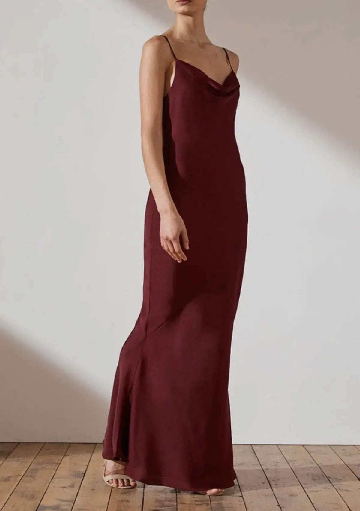 Shona Joy Luxe Bias Cowl Slip Dress Garnet Size 16 photo 2