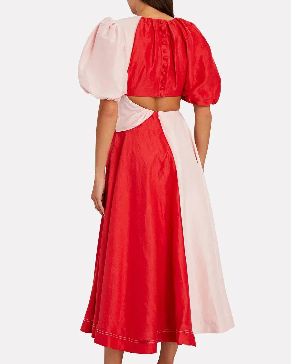 Aje Entwined Midi Dress Pink/Red Size 6 photo 2