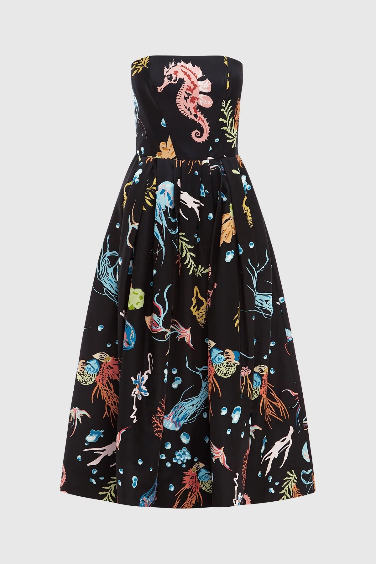 LEO LIN LEANNE BUSTIER MIDI DRESS - TWILIGHT PRINT IN BLACK photo 6