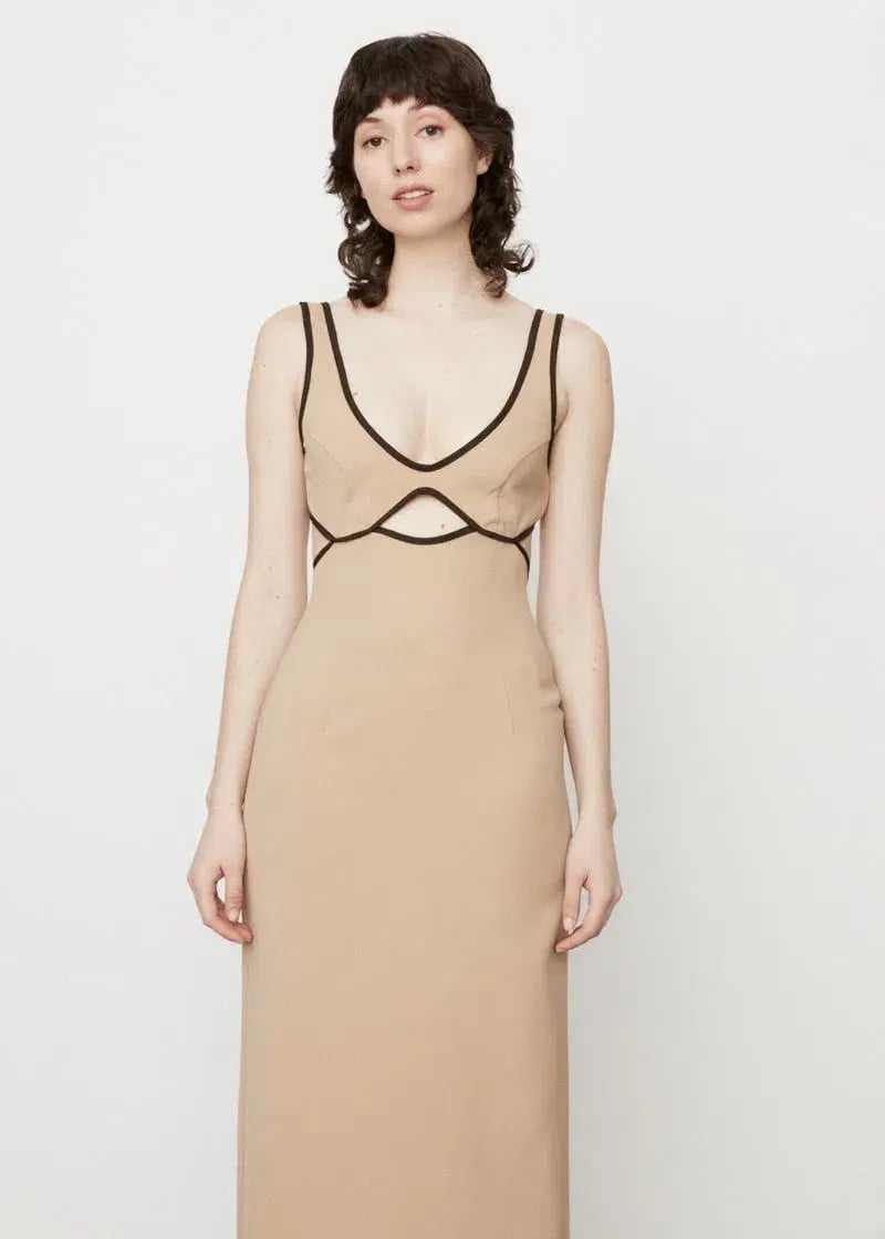 Wynn Hamlyn Burn Out Bodice Dress Beige Size 10 photo 2