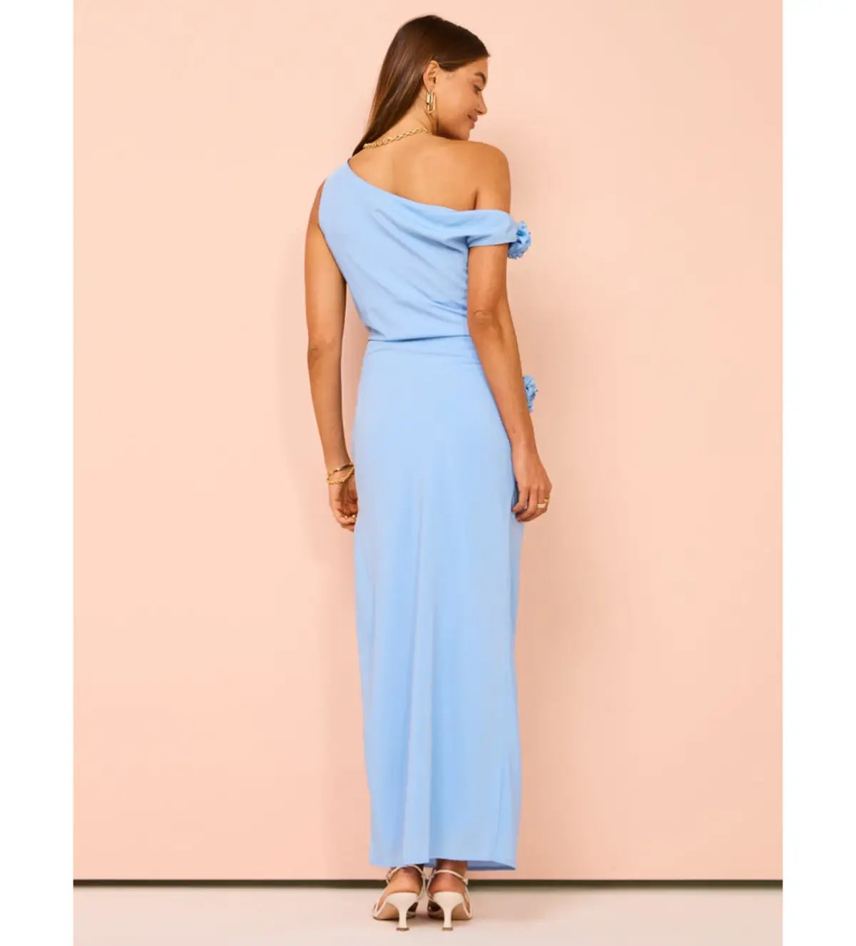 Issy Off Shoulder Flower Maxi Dress in Blue Size M / AU 10 photo 4