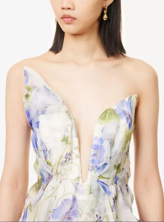 Zimmermann Natura Draped Mini Dress Blue Floral Size 0 / AU 8 photo 7