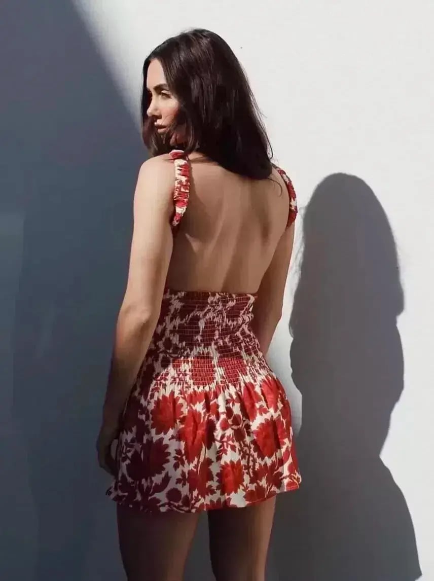 Sir the Label Cinta Open Back Mini Dress Valentina Floral Print Size 2 / AU 10 photo 3