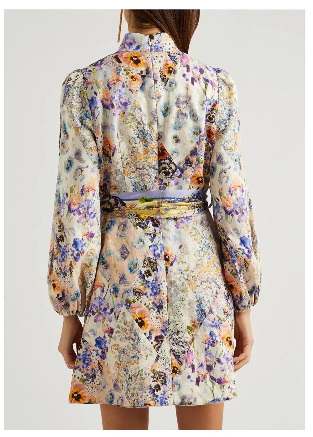 Zimmermann The Tama Belted Mini Dress in Diamond Splice Floral Size 0P / AU 6P photo 3